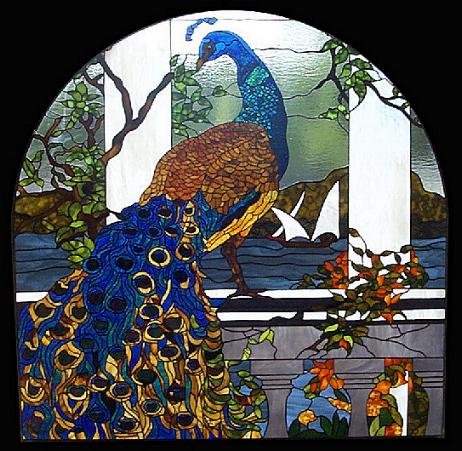 peacock designs for glass painting