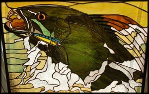 Leaping Bass Stained Glass