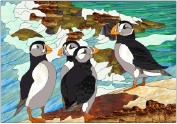 Stained Glass Pattern-Puffins
