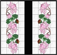 Stained Glass Cabinet Door Pattern Peony Splendor