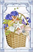 Stained Glass Cabinet Door Pattern Sea Shells & Flowers