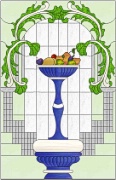 Stained Glass Cabinet Door Pattern Fruit Still Life in Urn