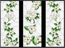 Stained Glass Cabinet Door Pattern Magnolia Blossoms