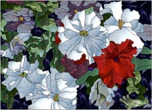 stained glass one red petunia