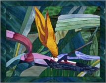 stained glass bird of paradise