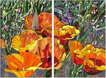stained glass claifornia poppies