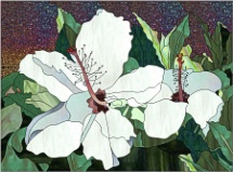 stained glass white hibiscus