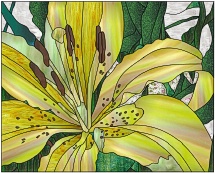stained glass yellow lily