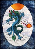 Stained Glass Pattern Dancing Dragon