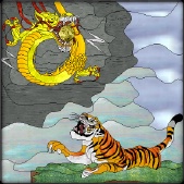 Stained Glass Pattern Crouching Tiger, Hidden Dragon