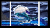 Stained Glass Pattern Mermaid and Dolphin Fireplace Screen