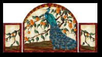 Stained Glass Pattern Peacock Fireplace Screen