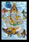 Stained Glass Pattern Ganesha - Hindu God