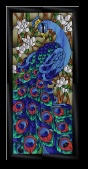 Stained Glass Pattern Peacock & Lotus