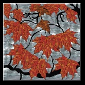 Stained Glass Pattern Rain on Red Maples