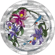 Stained Glass Pattern Orchids and Hummingbirds