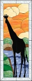 Stained Glass Pattern Giraffe Sunset