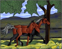 Stained Glass Pattern Mare and Foal