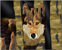 Stained Glass Pattern Wolf In Birches