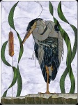 Stained Glass Pattern Blue Heron