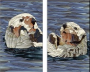 Stained Glass Pattern Otter Cabinet Pair