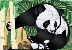 Stained Glass Pattern Panda In Bamboo