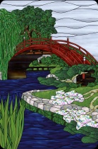 Stained Glass Pattern Water Garden Bridge