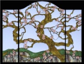 Stained Glass Pattern Gnarled Cherry