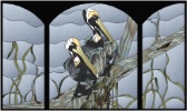 Stained Glass Pattern Pelicans