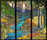 Stained Glass Pattern Tiffany Triptych