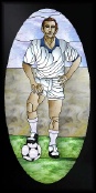 Stained Glass Pattern Soccer Pose
