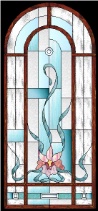 Stained Glass Pattern Orchid and Ribbons