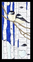 Stained Glass Pattern Chickadees