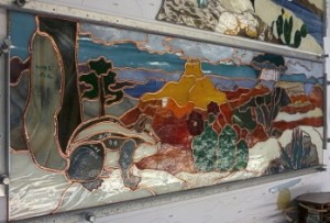 Grand Canyon Summer 23.5" Wide x 8" High -stained glass cut and foiled