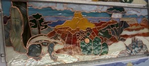 Grand Canyon Summer 23.5" Wide x 8" High -stained glass w/penny 