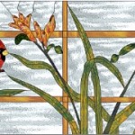 Cardinal & Daylilies Stained Glass Window - © Paned Expressions 2005