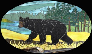 Stained Glass Bear Panel & Design  © 2015  Paned Expressions Studios