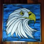 Stained Glass Panel Design © 2016 Paned Expressions Studios - Fabricated by Windows of the West CA - "Right Facing Eagle"