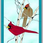 Winter Cardinals Stained Glass Design © 2008 Paned Expressions Studios