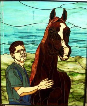 Stained Glass Arabian Horse & Trainer-Del.