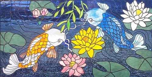 Oriental Koi stained glass