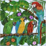 Stained Glass Pattern-Macaws