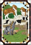 Stained Glass Pattern-Fox and Hounds