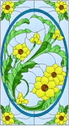 Stained Glass Cabinet Door Pattern Flower Power