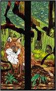 Stained Glass Cabinet Door Pattern Fox in Forest