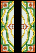 Stained Glass Cabinet Door Pattern Art Nouveau with Poinsettia Corners