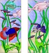 Stained Glass Cabinet Door Pattern Tropical Fish
