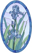 stained glass blue iris