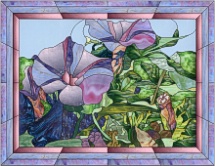 stained glass purple morning glories