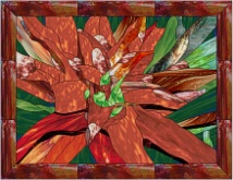 stained glass red bromeliad